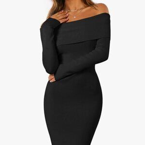 Women's Winter Off Shoulder Bodycon Sweater Dress
